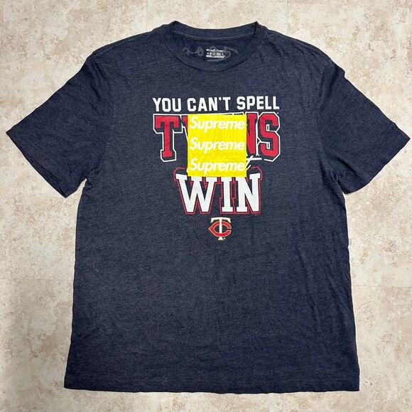 Asspizza Revived Supreme Triple Box Logo Minnesota Twins T-Shirt - Picture 1 of 4